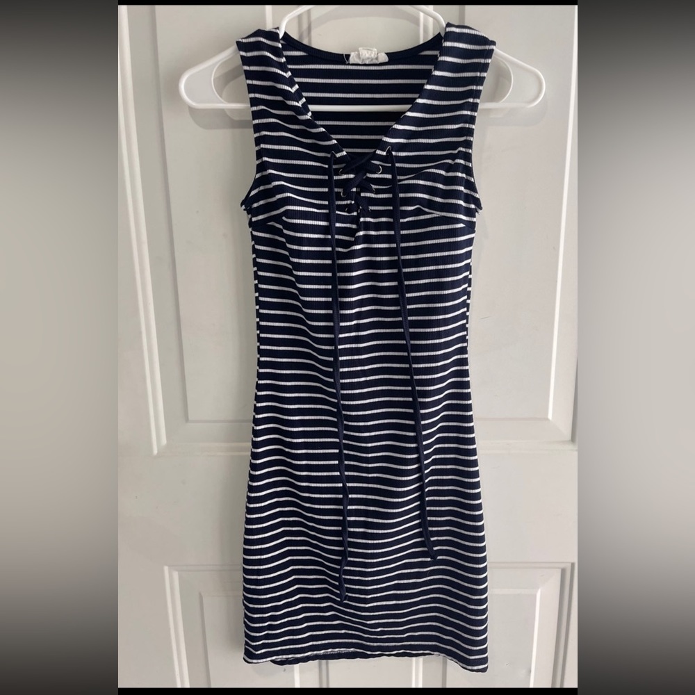 Blue and White Striped Tank Dress